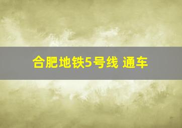 合肥地铁5号线 通车